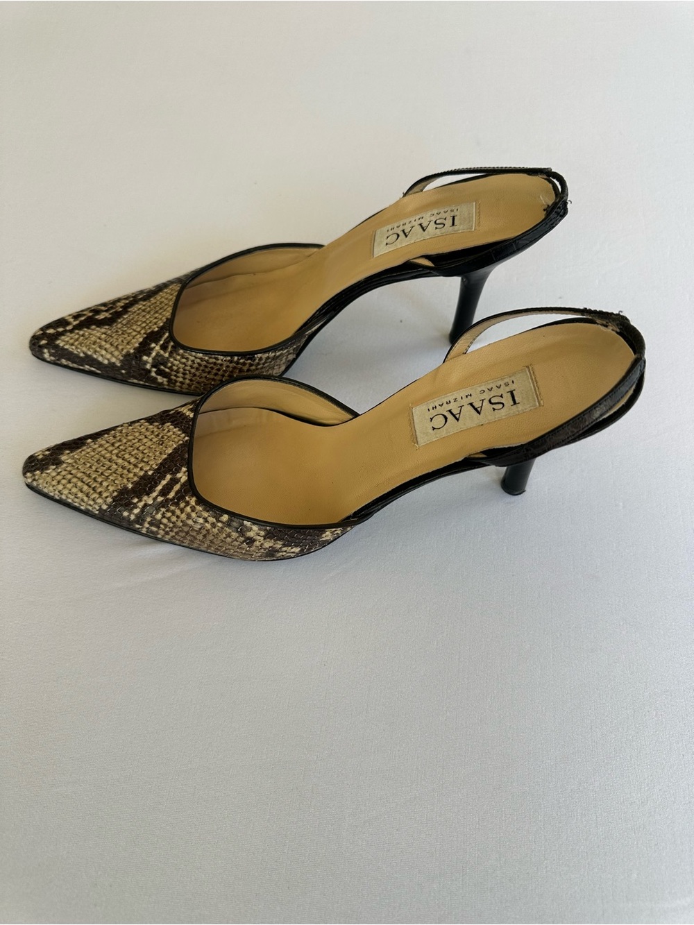 Isaac Mizrahi Brown Snake-Print Slingback Pumps Size 9.5
